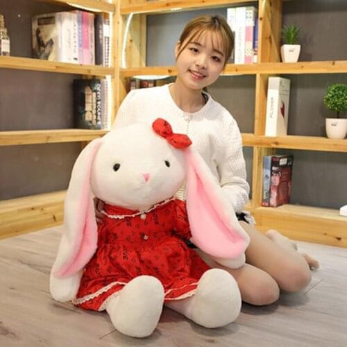 Soft Rabbit With Dress Plush Toy Doll Kids Birthday Gift Cute Long Ears Bunny Stuffed Cushion Girl Presents