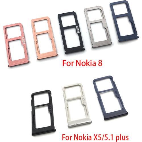 New For Nokia 6 8 7 Plus / 5.1 Plus X5 Sim Card Holder Tray Card Slot Replacement Parts