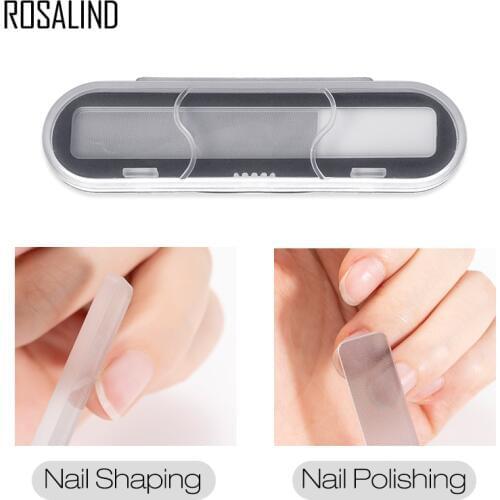 ROSALIND Nano Glass Nail Files Sanding Buffer For Nail Art Tool Manicure Polishing With Box Transparent Grinding Tools