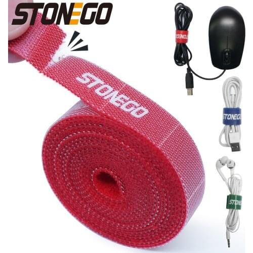 STONEGO Tearable USB Cable Winder Cable Organizer Ties Mouse Wire Earphone Holder HDMI Cord Free Cut Management Phone Hoop Tape