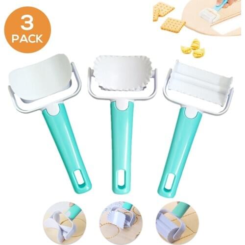 3pcs Pastry Embossing Baking Cake Decorating Tools Biscuit Mold Stamp Roller Cutter Icing Piping Confectionery Baking Tool