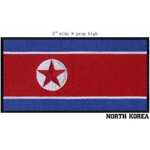 North Korea 3" wide embroidery flag patch for iron on patch/embroidered iron on appliques/A red star