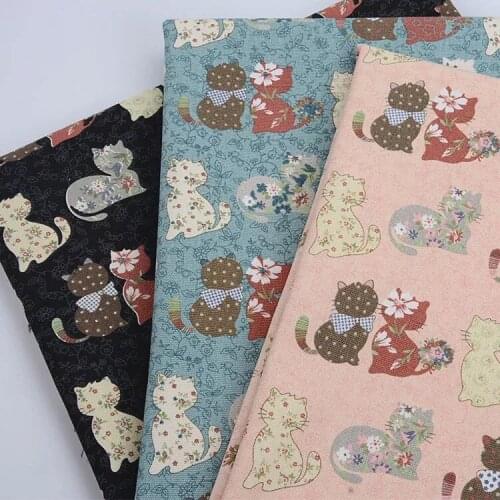 New 12 Ann Cat Printed Canvas Fabric Shopping Bag Sunshade Curtain Cloth Accessories Width 140cm 1Yard