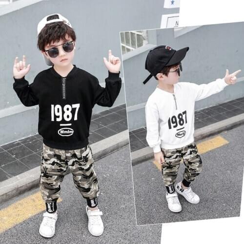 Long-sleeved sweater trousers two-piece suit Kid Toddler Baby Boys Long Sleeve Hooded Sweater Camouflage Pants Outfits Set