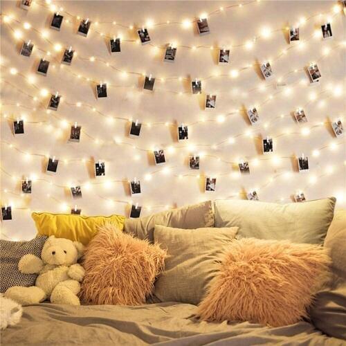 USB LED Photo Clip String Lights 30 50 100 LED Fairy Copper Silver Light for Hanging Picture Dorm Bedroom Garland Xmas Wall Deco