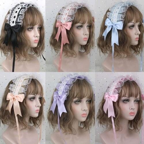 Japanese-style SOFT Girl Lolita White Lace Headdress Sweet Versitile CAT And LOVE Letter Lolita Hair Band Angel Handle