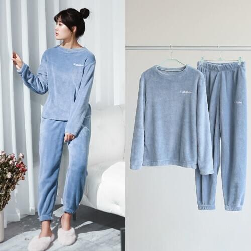 2 Piece Set Women Warm Pants With Hoodies Home House Wear Suit Coral Fleece 2020 New Fashionvelvet Sweat Soft Two Piece Suits