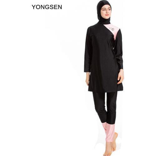 YONGSEN 2020 Women Modest Floral Print Full Cover Long Sleeve Muslim Swimwear Swimsuit Islamic Hijab Islam Burkinis Wear Bathing