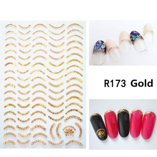 1 sheet Self Adhesive Nail Stickers Horse eye wave line wave point laser gold or silver Slider Nail Decals Accessories Supplies