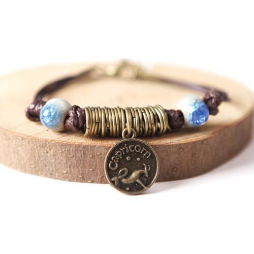 12 Pieces/Lot Ceramic Beads Charm Bracelets For Women Constellation Pendants Bracelet Astrological Design Bangles Girls Anklet