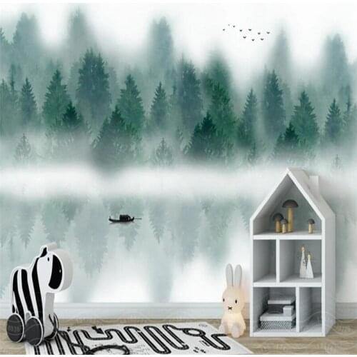 Milofi custom 3D wallpaper mural Nordic modern minimalist cloud forest reflection landscape background wall home decoration wall