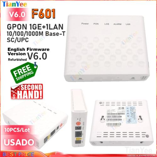 Free Shipping Second-hand F601 GPON Terminal ONT Optical 1GE Port same function as ONU version 3.0 4.0 6.0 with power