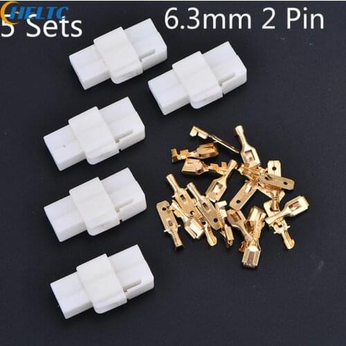 5 Sets Motorcycle Ebike Car Terminal Plug 6.3mm 2 Pin Automotive Electrical Wire Connector Male Female Cable Terminal Plug Kits