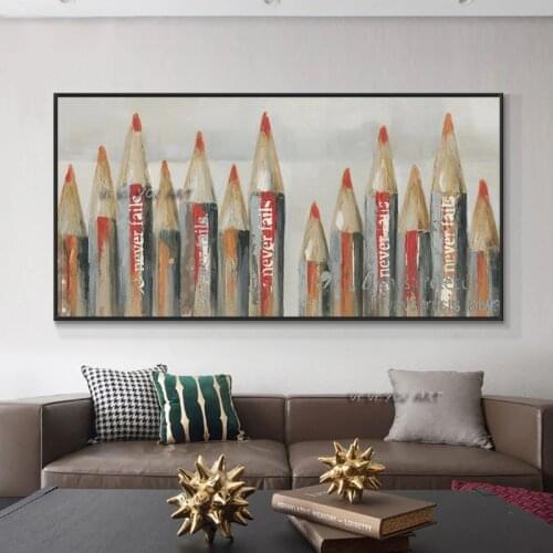 Abstract Pencils Painting 100 Handmade Oil Painting On Canvas Large Size Modern Wall Art For Living Room Bedroom