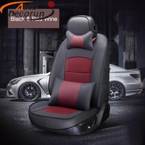 AutoDecorun 17PCS/Set Perforated Cowhide Seat Covers for Chevrolet Malibu Accessories Seat Cover 2014 Leather Cushion Protection