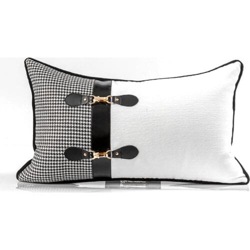 50x30cm Metal buckle waist pillow case sofa decorative orange back cushion cover rectangle lumbar pillow cover backrest