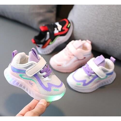 Kids Sneakers Children Baby Girls Boys 2021 Mesh Led Luminous Socks Sport Run Sneakers Shoes Sapato Infantil Light Up Shoes