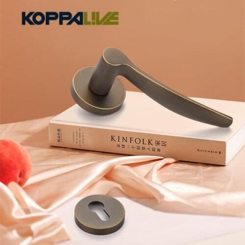 KOPPALIVE European Square Brass Mortise Door Lock Set Handle Curved Door Handle