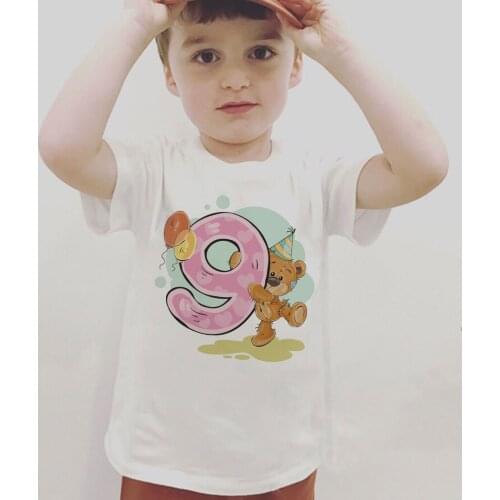 Childrens Digital Cartoon Birthday Boy T Shirts For Children Happy Animal Girls T Shirts Birthday Gift White Birthday T Shirt