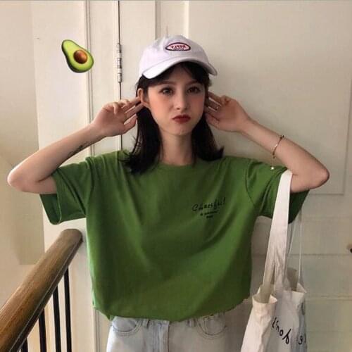 Campus Style Woman Tshirt Top Spring Summer Letters Print Short Sleeve O Neck T shirt Woman Cotton Spandex T-shirt Femme