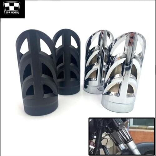 Motorcycle Front Fork Boot Slider Cover Aluminum Black/Chrome For Harley Touring Street Electra Glide FLHR FLHT FLTR 1997-2016