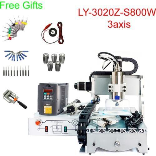 Mini cnc metal milling machine 3020Z-S800 3axis 4 axis CNC engraving machine 800W water cooling spindle