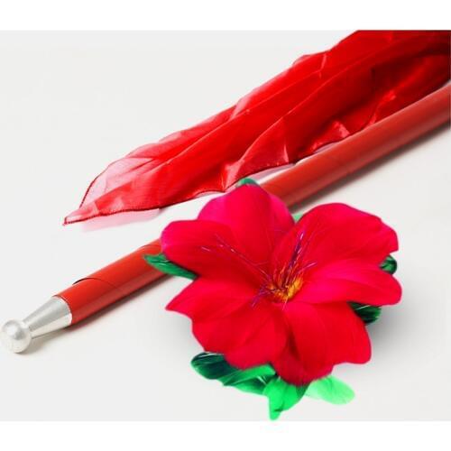Lightning Flower to Cane (Cane And Magenta Flower) Stage Magic Tricks Illusions Gimmick Fun Party Magic Show Flower Appearing