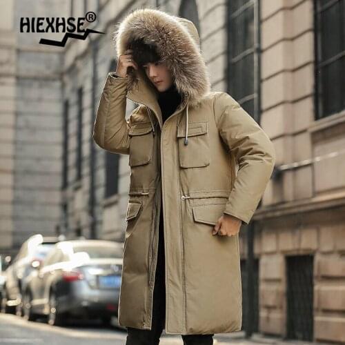 2021 Men Casual Parka Winter Fur Collar Jacket Men Hooded Thicken Warm Lengthen Parka Windproof Coat Male New Winter Down Coat
