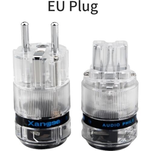A set of red copper EU/US rhodium-plated platinum transparent shell power plug DIY hifi power cable plug audio wire