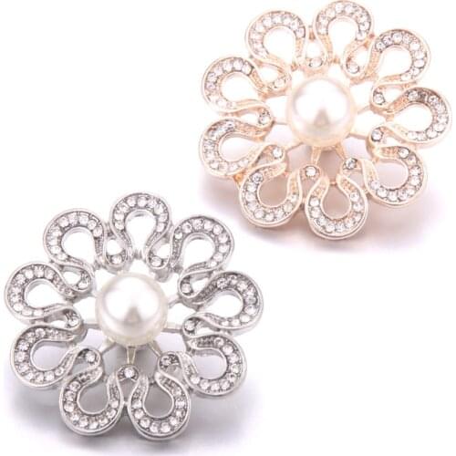 New 10pcs/lot High Quality Snap Jewelry DIY Crystal Rhinestone Flower 18mm 20mm Metal Snap Buttons Fit Snaps Bracelet