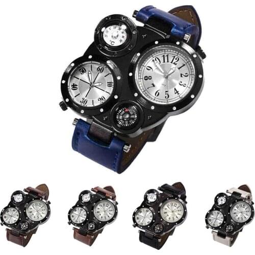 50% New Arrival !!! Men Chic Dual Movement Quartz Waterproof Outdoor Thermometer Compass Wrist Watch