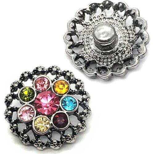 Wholesale 099 3D 18mm 20mm rhinestone metal snap button for Bracelet Necklace Jewelry For Women Fashion accessorie
