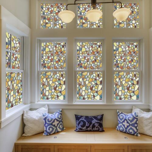 Terrazzo Glass Door Film Classic Pure Frosted Kitchen Sliding Door Sticker Window Door Privacy Film Room Bathroom Sticker