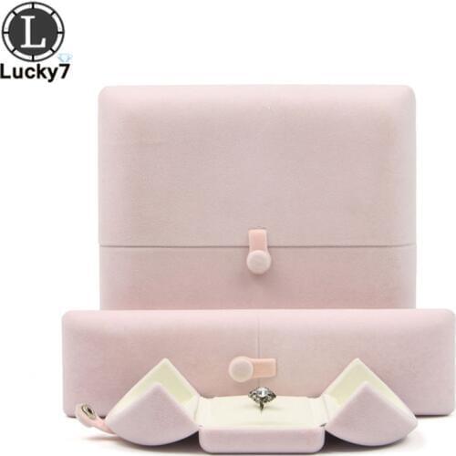 Double Open Jewelry Box Pink Valentines Day Birthday Surprise Gift Ring Pendant Earring Stud Necklace Box Jewelry Display Box