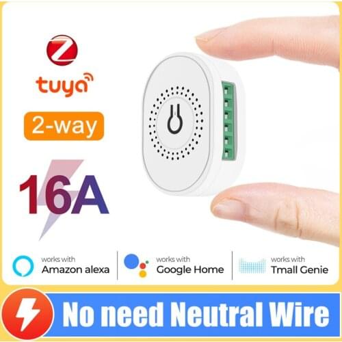 16A Tuya Wifi Mini DIY Smart Switch Led Light Smart Life Push Module Support 2 Way Voice Relay Timer Work with Google Home Alexa