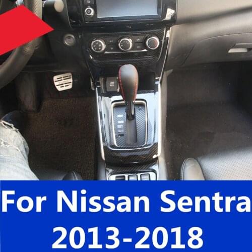 Special gear in the control cup panel interior modification decorative strip carbon fiber For Nissan Sentra 2013-2018