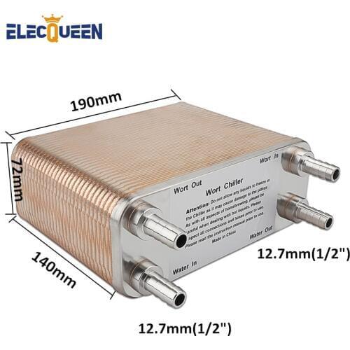 SS 304 heat exchanger 60 Plates Wort Chiller brazed plate Draft beer wort chiller for homebrew Food grade x 1/2" NPT Barb Hose