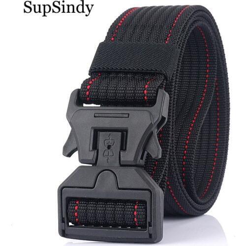 SupSindy Men Military Combat nylon Tactical belts Quick Release magnetic Buckle jeans Waistband Training canvas belt male strap