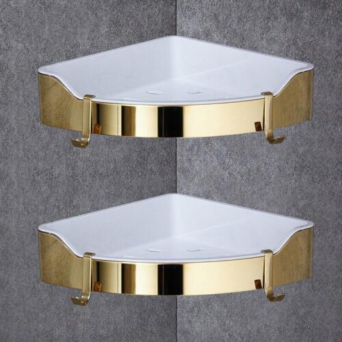 Corner Shelf Golden Stainless Steel + ABS Bathroom Shelves Chrome Wall Mount triangle Shower Caddy Rack Bath Accessories