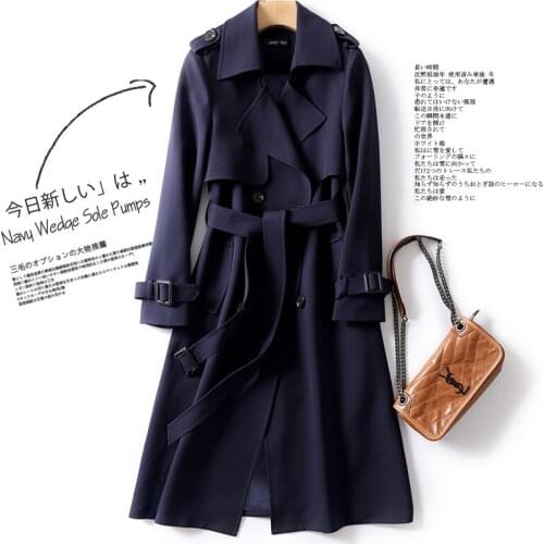 Windbreaker Womens Spring 2021 New Womens Mid Long Casual Korean Suit Collar Shows Thin Waist Jacket Fashion Trend