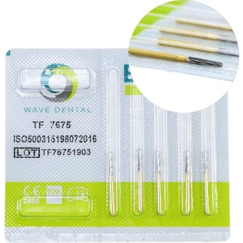 WAVE Dental 12 Bladed Gold Plated Finishing Trimming and Finishing Burs T Series TF 7675