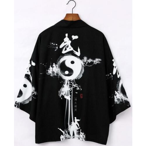 Japanese kimono cardigan men black haori yukata male samurai costume clothing kimono jacket mens kimono shirt yukata haori