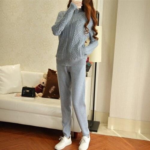 Pull Wool Special Offer Women 2020 Spring Womens New 2-piece Suit Cashmere Knit Casual Trousers Vintage Two Piece Set Female