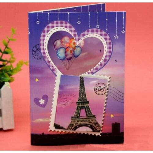 12pcs/lot Flash Music Birthday Card Bronzing Cartoon Three-dimensional Happy Birthday Greeting Cards Kids Gift Card