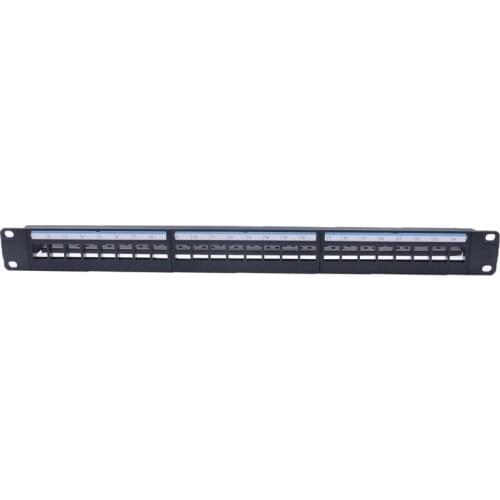 1U Cabinet Pass-Through 24 Port CAT6 Patch Panel RJ45 Connector Network Cable Adapter Keystone Jack Frame