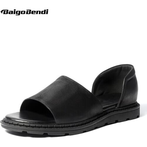 2021 New Summer Men Sandals High-end REAL Leather Man Gladiator Sandals Casual Slip On Summer Rome Beach Shoes