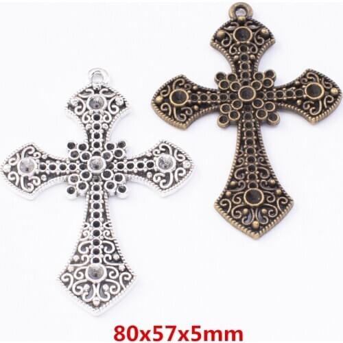 3 pieces of retro metal zinc alloy Cross pendant for DIY handmade jewelry necklace making 7736