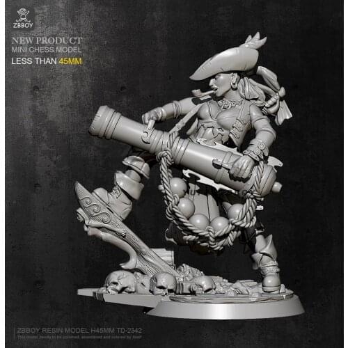 45mm Resin model kits Female gunner figure self-assembled TD-2342
