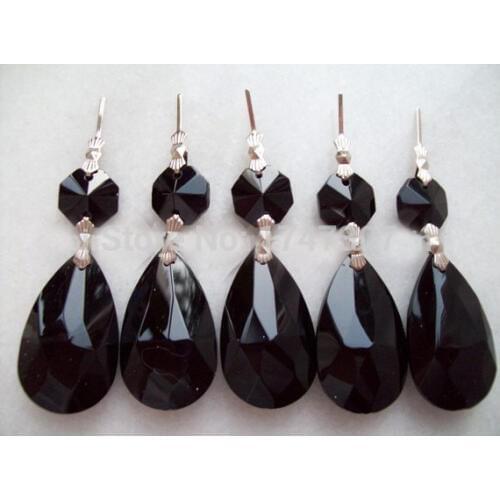 50PCS/LOT, 75MM Garland Strand Black crystal Chandelier pendants, crystal lighting parts, crystal Curtain pendants Decor Home
