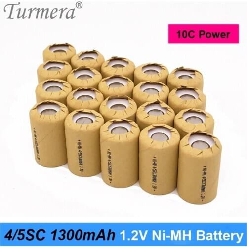 Turmera 4/5 SC 1300mAh 1.2V Ni-MH Rechargeable Battery 10C Discharge Current for Vacuum Cleaner Robot and Screwdriver Battery A1
